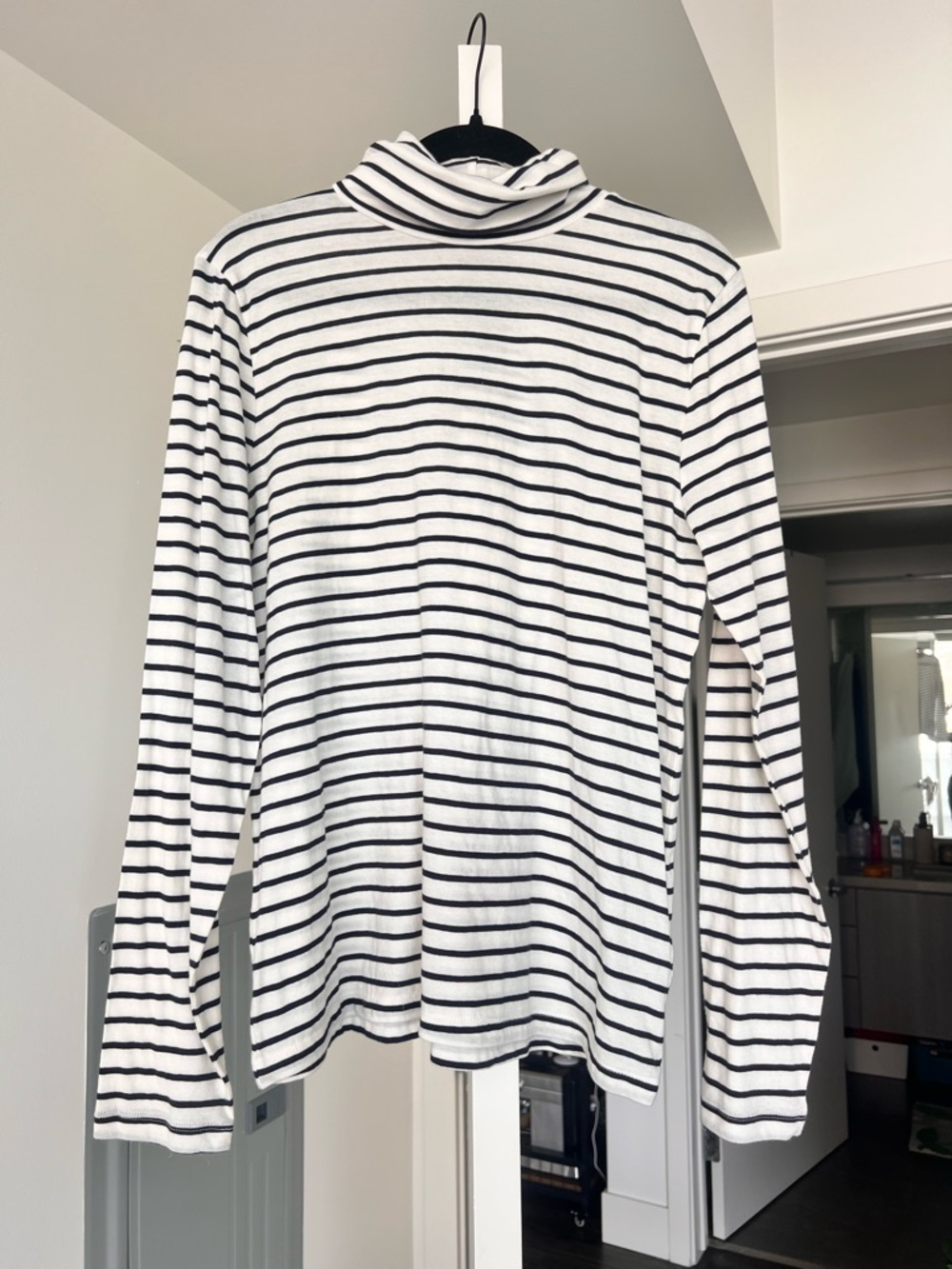 J.Crew Navy & White Striped Turtleneck Long Sleeve Top- M
